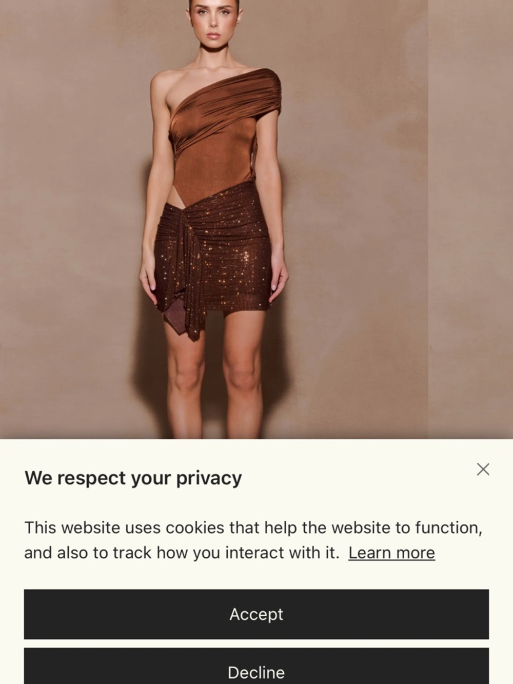 Meshki One-Shoulder Brown Asymmetrical Mini Dress